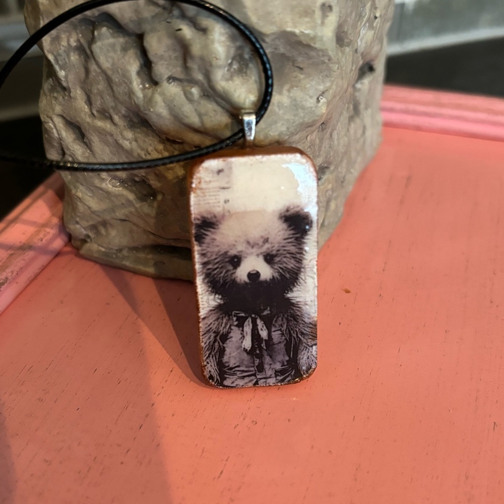 Vintage teddy bear pendant